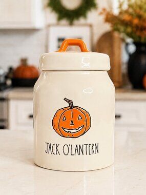 Rae Dunn Jack O'Lantern Halloween Canister Pumpkin Ceramic NWT